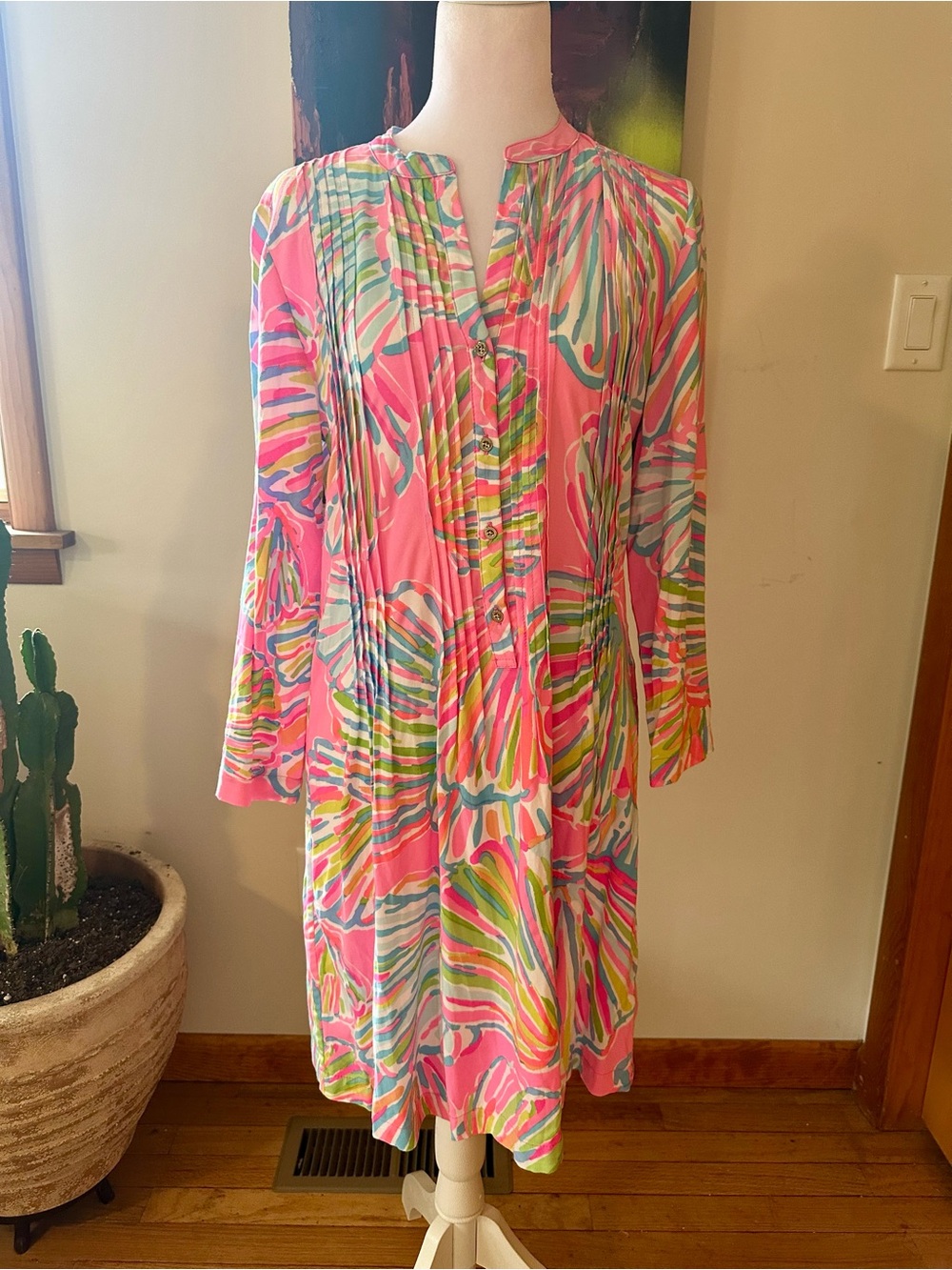 Lilly Pulitzer Pink Multi Long Sleeve Printed Dress